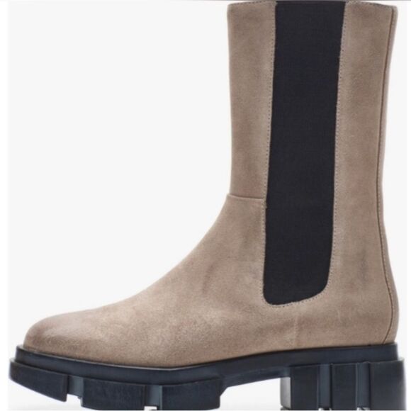 NWT Free People Brooks Chelsea Suede Chunky Sole Boots Size38.5 Gray/Brown/Taupe - Picture 3 of 14